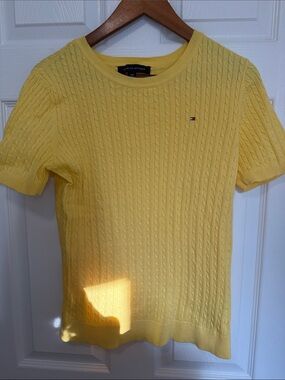 Tommy Hilfiger Yellow Cable Knit Short Sleeve Sweater
